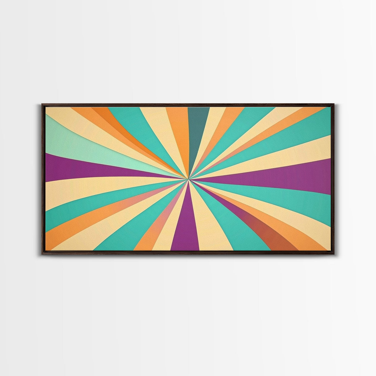 Eclectic Large Original Geometric Mid Century Modern Wall Art Wood Framed Canvas Print, Bright and Colorful Contemporary Art
