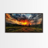 Sunset Over Texas Framed Canvas Print, Photography Style Wall Art, Beautiful Landscape Art