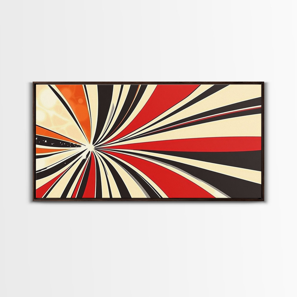 Mid-Century Modern Art Retro Geometric Wall Art Framed Canvas Print Wood Framed Home Decor Modern Abstract Painting