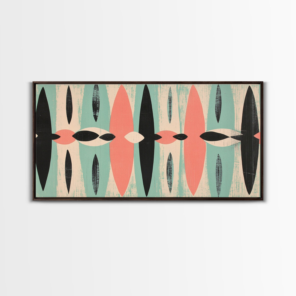 Mid-Century Modern "Eyes" Canvas Print, Wood Framed Waoo Art, MCM Style Home Decor, 1950s Style Art