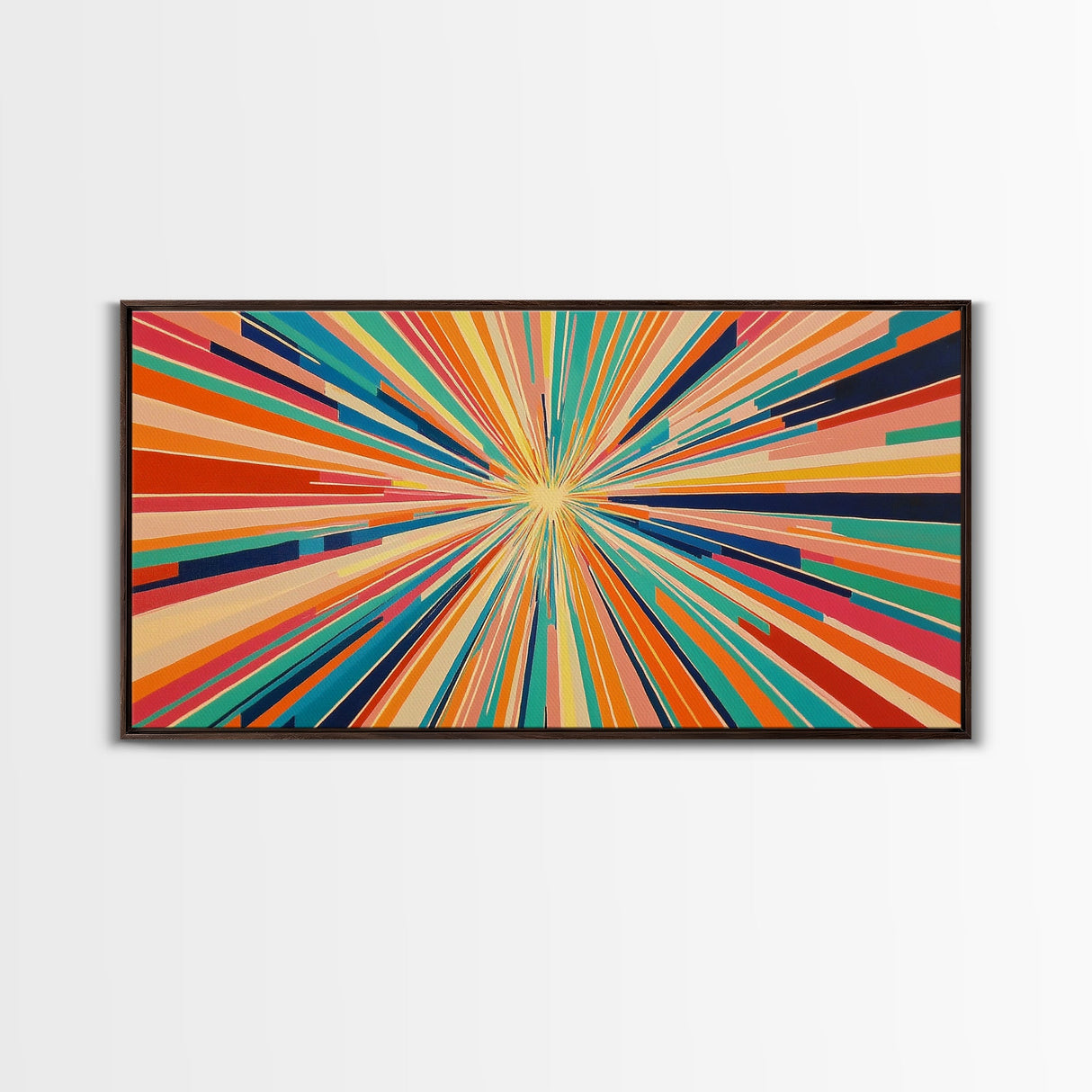 Mid-Century Modern Wall Art - Retro Geometric Wall Art Framed Canvas Print - Modern Abstract Painting Print - Bold and Bright Colors