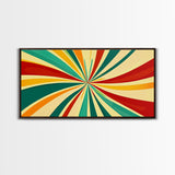 Large Colorful Abstract Print Painting With Yellow, Turquoise and Red Streaks, MCM Style Decor, 1950s Style Atomic Age Art