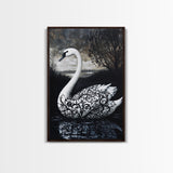 Elegant Gothic Swan Canvas Print | Framed Swan Poster Canvas | Wildlife Decor, animal prints, Swan Painting, Rustic Home Decor, Living Room Art