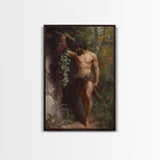 Painting of a Male Figure Canvas Print, Gothic Decor, Dark Academia / Macabre Wall Art, Original Satyr Painting