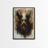 Portrait of a Demon, Framed Canvas Print, Dark Macabre Wall Art