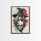 Portrait of A Witch, Framed Canvas Print, Halloween Decor, Witchcraft, Goth Art, Dark Academia Wall Art, Halloween Poster Art
