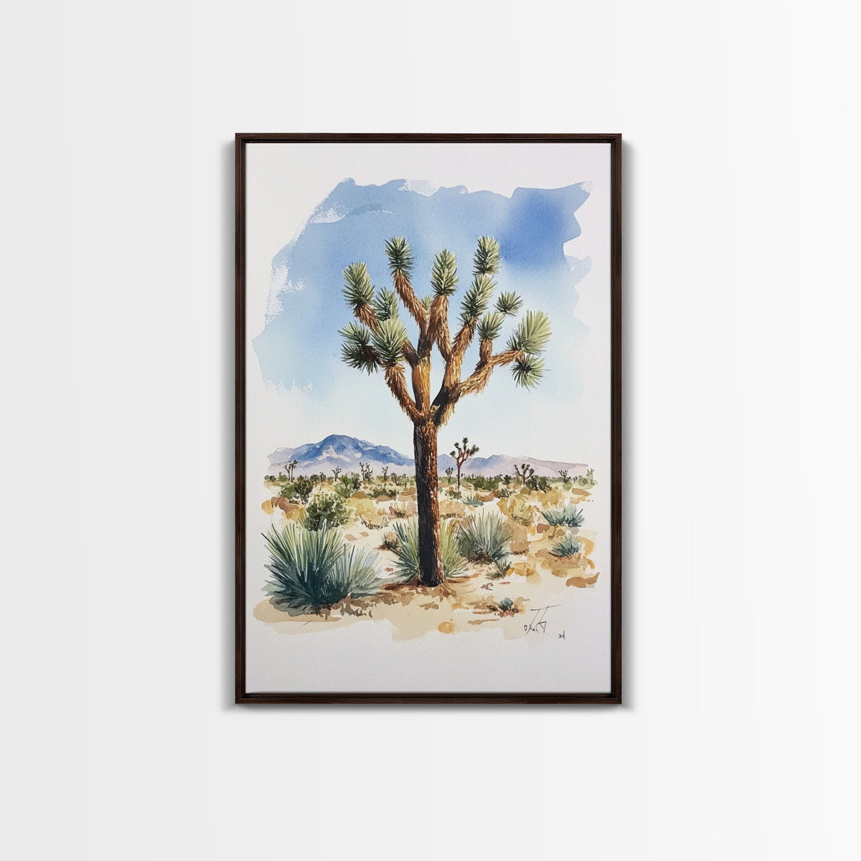 Watercolor Painting Print of Joshua Tree, Framed Canvas Print, Joshua Tree Art, Joshua Tree California Wall Art, Modern Farmhouse Art