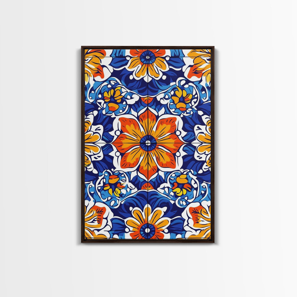 Textile Pattern Wall Art Framed Canvas Print, Home Decor, Mexican Tile Print, Mexicano Pueblo Wall Art