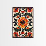 Floral Pattern Canvas Print, Mid-Century Modern Style Abstract Art, Botanical Print, Modern Flower Art Print