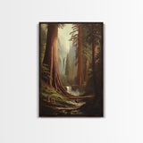 Fantasy Forest Painting Print, Majestic Redwood Trees of Ancient California Fantasy Art, California home Decor, Redwood Trees Painting