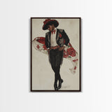 Spanish Toreador Framed Canvas Print, Impressionist Wall Art, Mexicano Wall Art, Spanish Decor, Spanish Wall Art, Cultural Decor