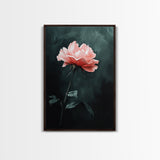 Oil Painting Print of a Pink Rose, Framed Canvas Print, French Country Decor, Modern Farmhouse, Rustic Farmhouse, Rose Painting, Rose Art