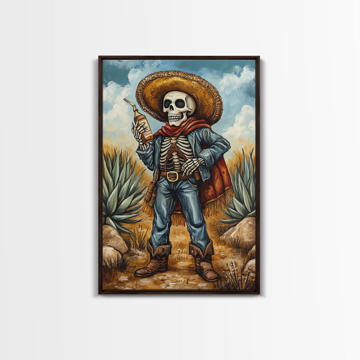 Skeleton Mariachi Chicano Art Canvas Print, Mexicano Wall Art, Tejano Wall Art, Mexicano Style Painting