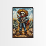 Skeleton Mariachi Chicano Art Canvas Print, Mexicano Wall Art, Tejano Wall Art, Mexicano Style Painting