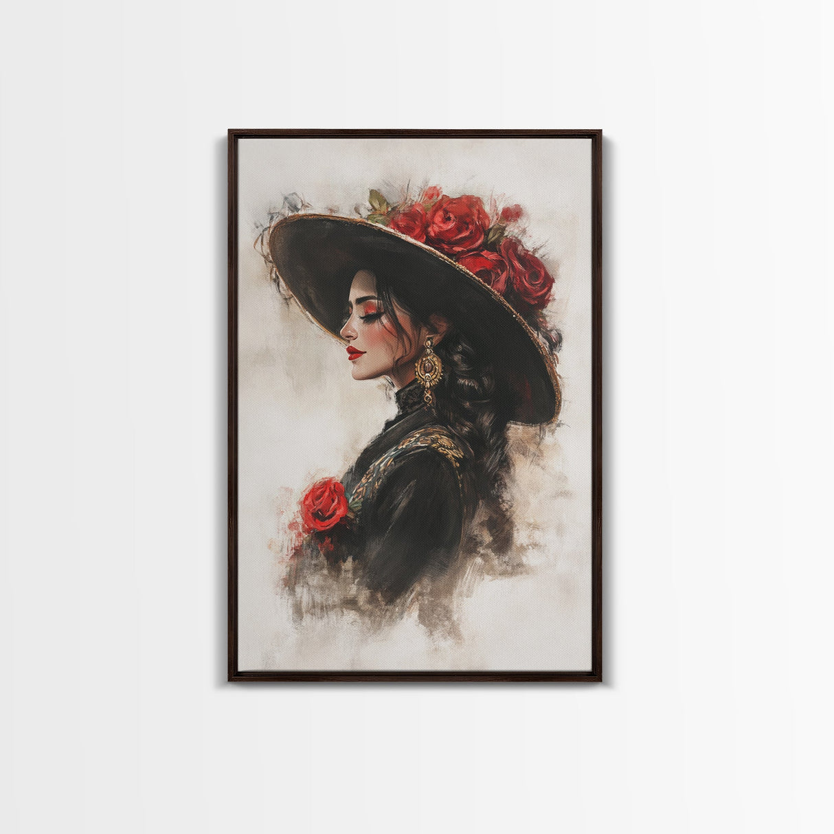 Mexicano Wall Art Framed Canvas Print, Female Matador, Chicano Wall Art, Chicano Painting