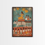 19th Century Folk Art Canvas Print, Rustic Home Decor, Chicano Wall Art, Rustic Farmhouse Painting, Minimalist Decor