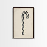 Black and White Candy Cane Sketch, Canvas Print, Christmas Decor, Christmas Painting, Christmas Wall Art