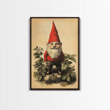 Painting of a Gnome Canvas Print - Framed Canvas - Minimalist Christmas Art - Boho Christmas Art - Rustic Christmas Art