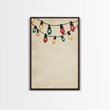 Drawing of Retro Christmas Lights Canvas Print - Framed Canvas - Minimalist Christmas Art - Boho Christmas Art - Rustic Christmas Art