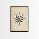Sketch Of The North Star Canvas Print - Framed Canvas - Minimalist Christmas Art - Boho Christmas Art - Rustic Christmas Art