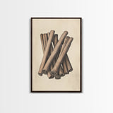 Christmas Cinnamon Sticks Canvas Print - Framed Canvas - Minimalist Christmas Art - Boho Christmas Art - Rustic Christmas Art