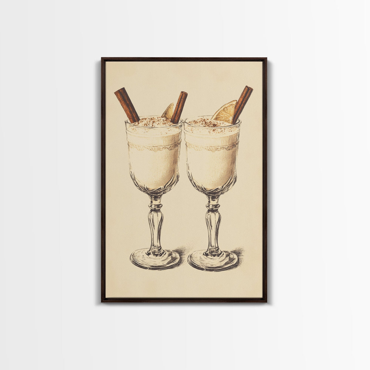 Retro Eggnogg Canvas Print - Framed Canvas - Minimalist Christmas Art - Boho Christmas Art - Rustic Christmas Art