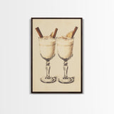 Retro Eggnogg Canvas Print - Framed Canvas - Minimalist Christmas Art - Boho Christmas Art - Rustic Christmas Art