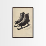 Retro Christmas Ice Skates Canvas Print - Framed Canvas - Minimalist Christmas Art - Boho Christmas Art - Rustic Christmas Art