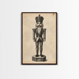 Retro Nutcracker Canvas Print - Framed Canvas - Minimalist Christmas Art - Boho Christmas Art - Rustic Christmas Art