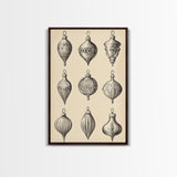 Christmas Ornaments Canvas Print - Framed Canvas - Minimalist Christmas Art - Boho Christmas Art - Rustic Christmas Art