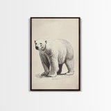 Polar Bear Canvas Print - Framed Canvas - Minimalist Christmas Art - Boho Christmas Art - Rustic Christmas Art