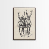 Santa's Sleigh Canvas Print - Framed Canvas - Minimalist Christmas Art - Boho Christmas Art - Rustic Christmas Art