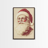 Sainta Clause Painting Canvas Print - Framed Canvas - Minimalist Christmas Art - Boho Christmas Art - Rustic Christmas Art