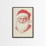 Reto Santa Portrait Canvas Print - Framed Canvas - Minimalist Christmas Art - Boho Christmas Art - Rustic Christmas Art - Santa Painting