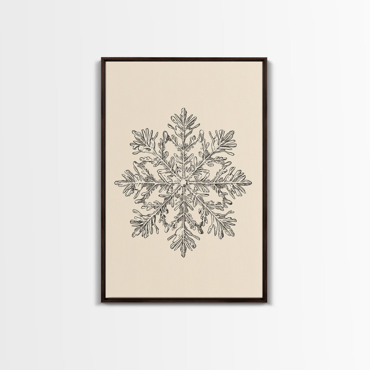 Sketch of a Snowflake Canvas Print - Framed Canvas - Minimalist Christmas Art - Boho Christmas Art - Rustic Christmas Art
