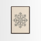 Sketch of a Snowflake Canvas Print - Framed Canvas - Minimalist Christmas Art - Boho Christmas Art - Rustic Christmas Art