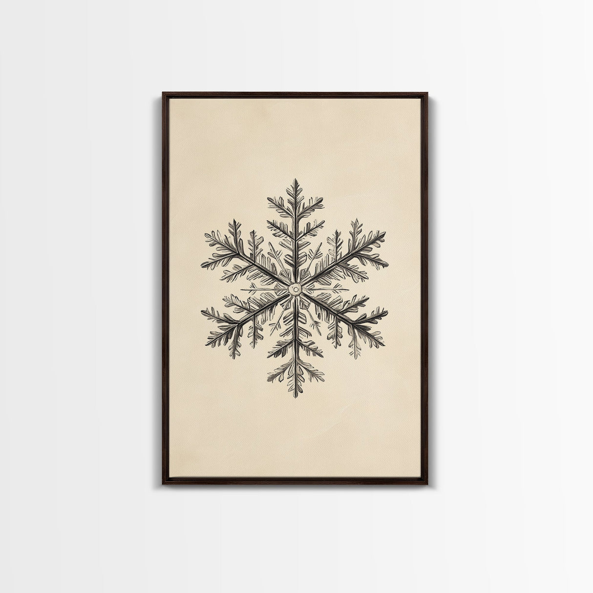 Drawing of a Snowflake Canvas Print - Framed Canvas - Minimalist Christmas Art - Boho Christmas Art - Rustic Christmas Art