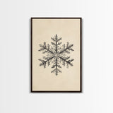 Drawing of a Snowflake Canvas Print - Framed Canvas - Minimalist Christmas Art - Boho Christmas Art - Rustic Christmas Art