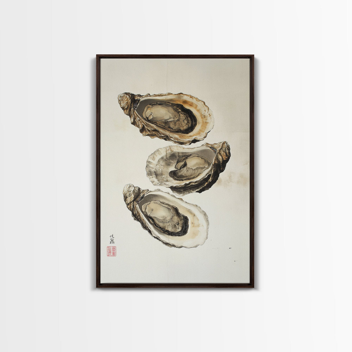 Wabi Sabi Oyster Pearl Watercolor Painting Print, Coastal Art, Gift For Her Or Him, Japanese style Artwork, Oyster Shell Painting, Oyster Art