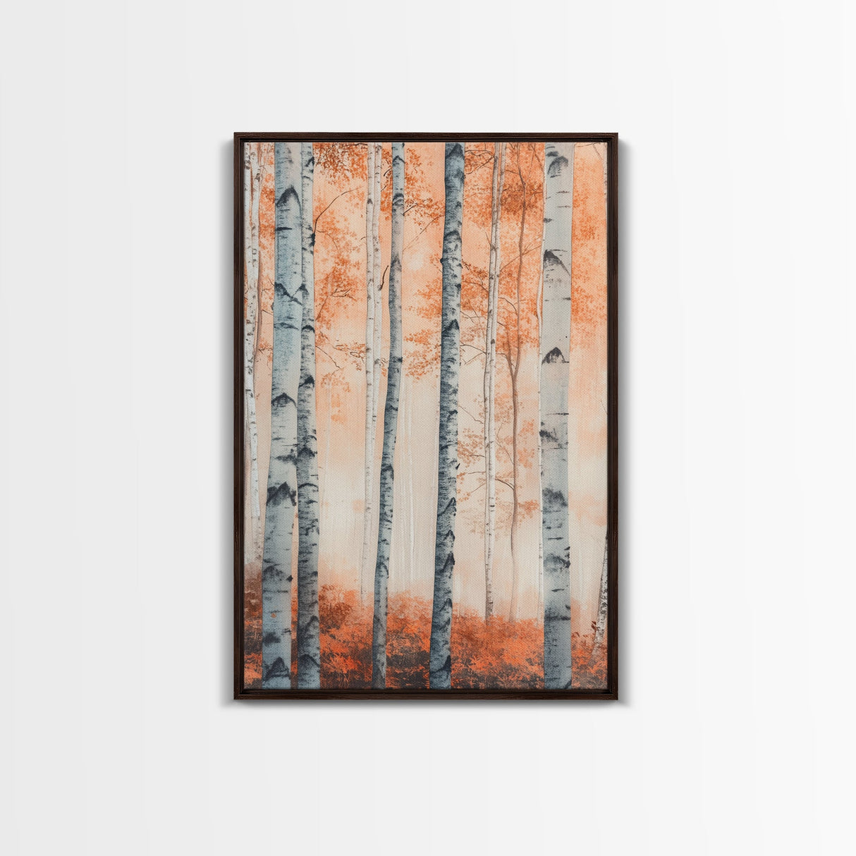 Original Birch Tree Forest Painting Print, Birch Tree Canvas Textured Wall Art Statement Living Room Wall Art Decor Designer Art Custom Art