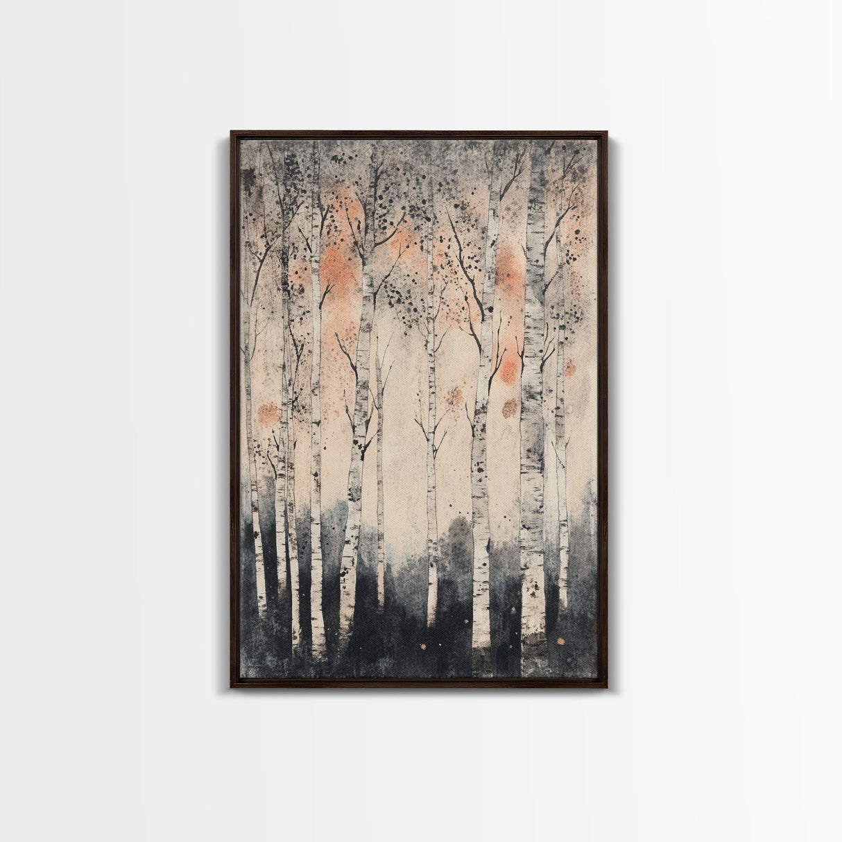 Framed Canvas Print Wall Art Print White Birch Tree Forest Landscape Art Print Minimalist Nature Wall Art Living Room Decor Birch Painting