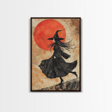 It's All Downhill From Here, Framed Canvas Print, Wabi Sabi Witch Decor, Witch Painting, Witchy Gift, Witchy Home Decor