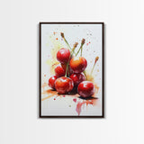 Cherry Wall Art Canvas Print, Cherry Painting, Kitchen Food Decor, Kitchen Wall Art, Original Cherry Painting, Home Decor For Kitchen