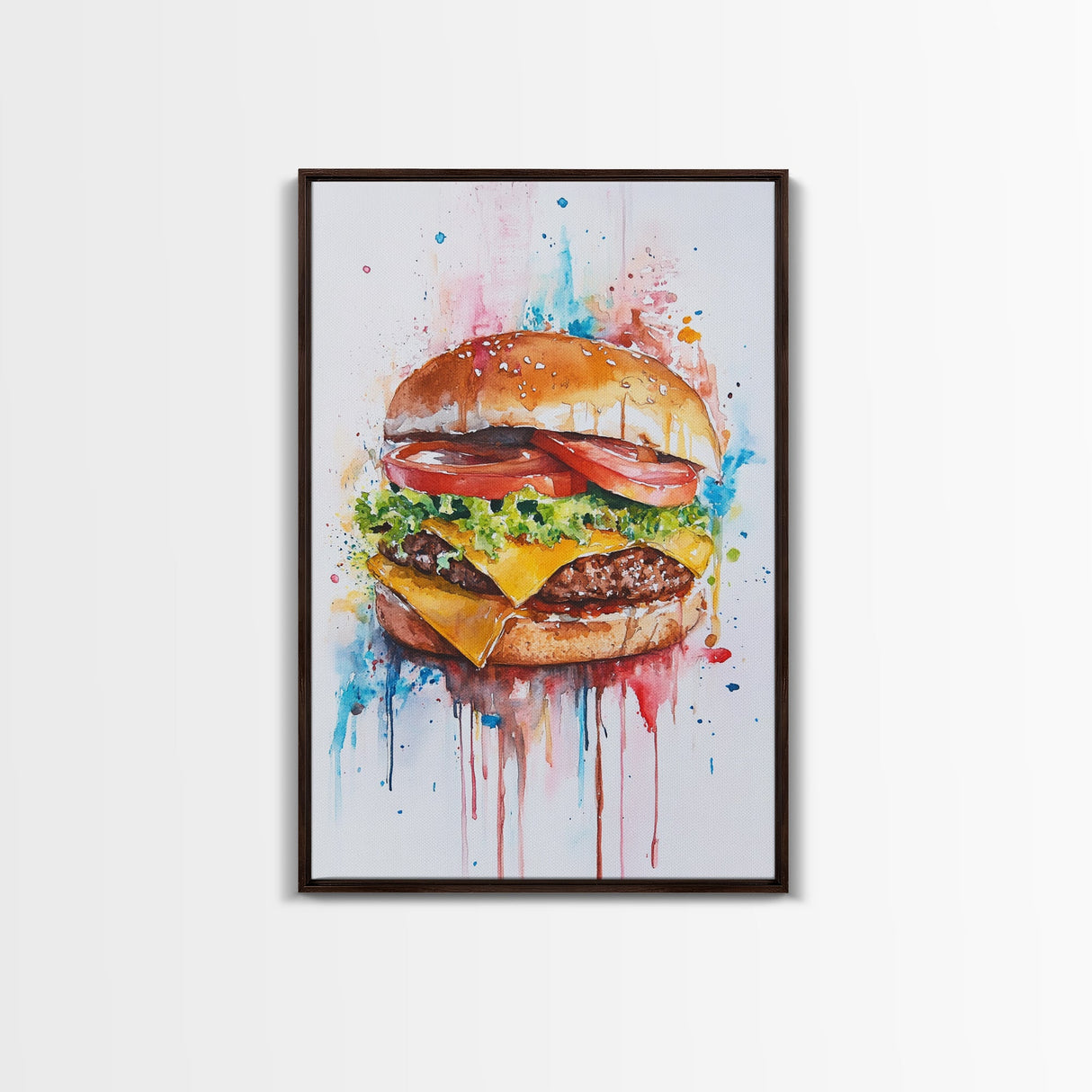 Hamburger Painting Print, Kitchen Decor, Restaurant Decor, Dining Room Art, Restaurant Wall Art, Diner Wall Art, Restaurant Owner Gift Idea