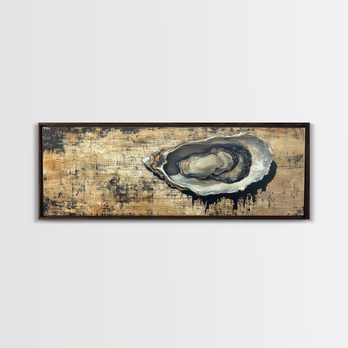 Extra Wide Panoramic Print of an Oyster, Wabi Sabi Minimalist Wall Art, Kitchen Home Decor, Kitchen Art, Wall Art for Dining Room