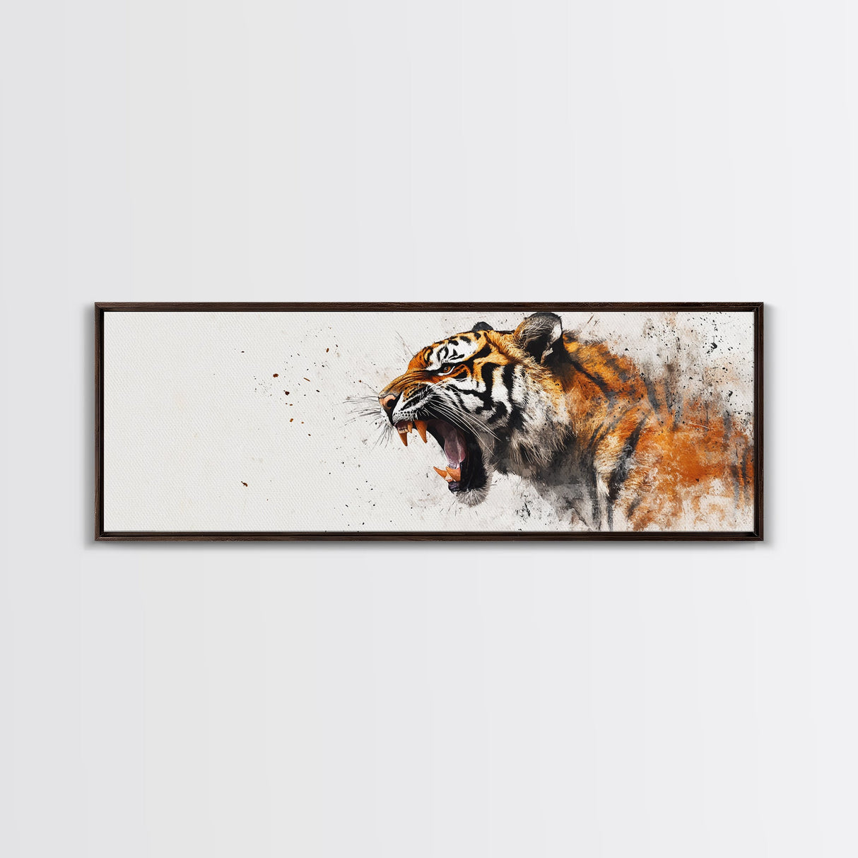 Panoramic Tiger Roar, Statement Piece Wall Art, Framed Canvas Print, Tiger Art, Tiger Painting, Tiger Print, Gift Idea for Him, Man cave art