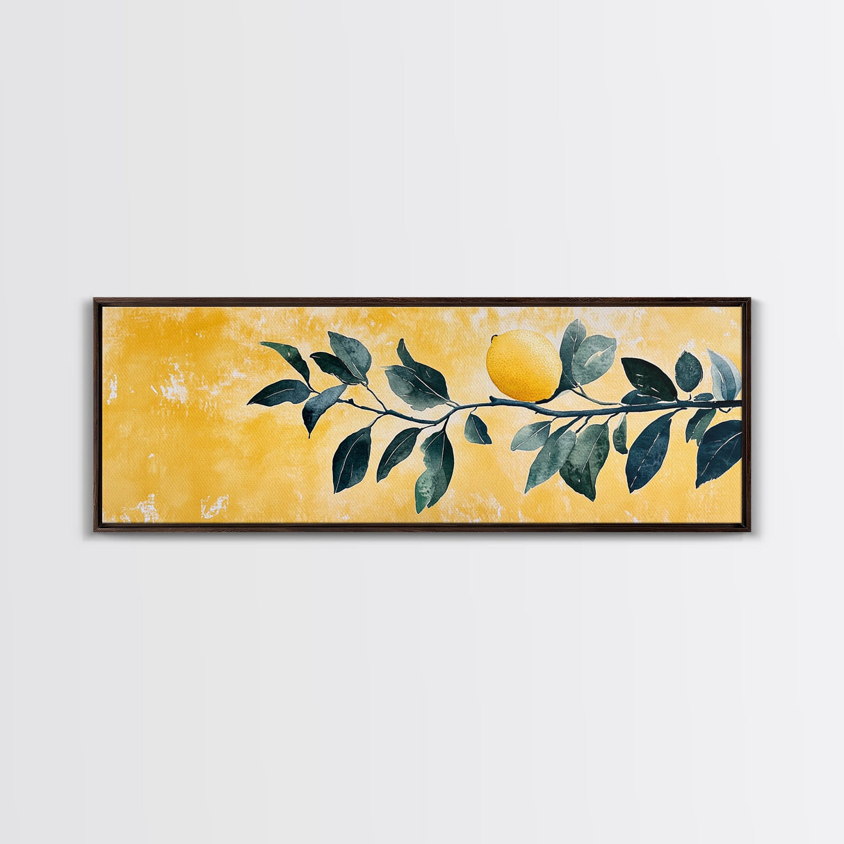 The Lemon Tree Framed Canvas Print, Horizontal Panoramic Wall Art, Kitchen Decor, Gift For Her, Lemon Tree Painting Wall Art