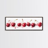 Original Cherry Painting Print - Panoramic Canvas Fruit Illustration - Home Decor For Kitchen - Framed Wall Art - Dining Room Decor