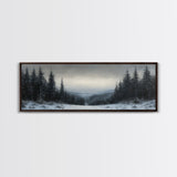 Bleak Winter Landscape Painting Print, Wood Framed Wall Art, Landscape Painting Original, Panoramic Wall Art, Horizontal Large Art