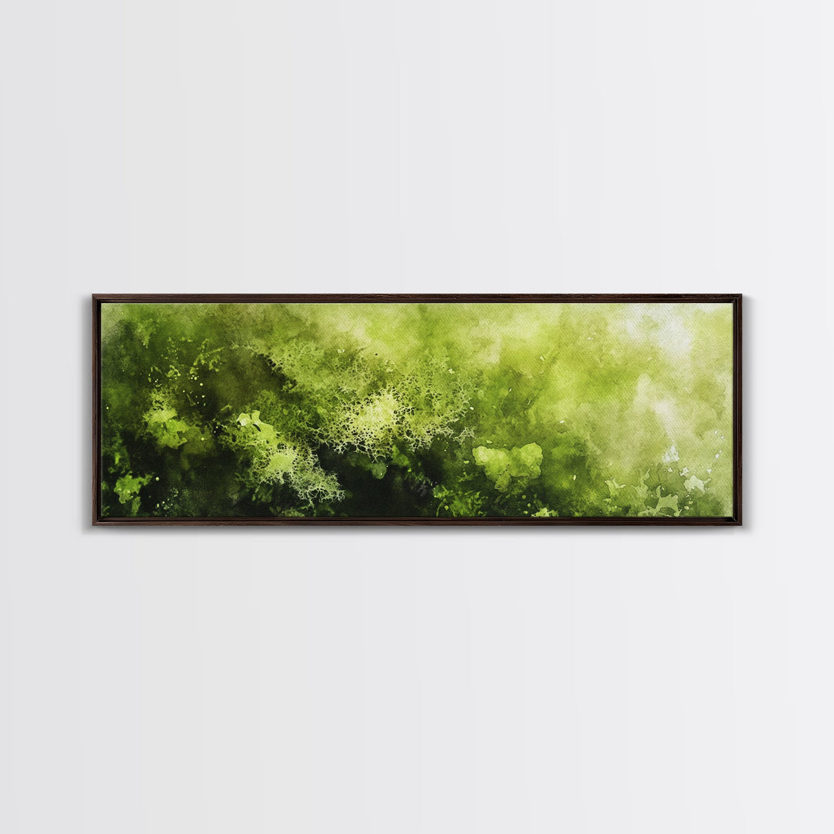 Moss Wall Art - Panoramic Canvas Print - Watercolor Painting of Green Moss